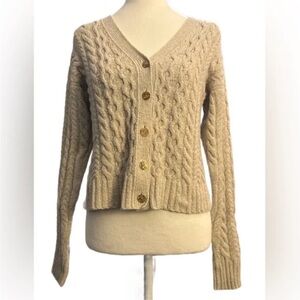 Classic Cable-Knit Button Cardigan Sweater - Cream